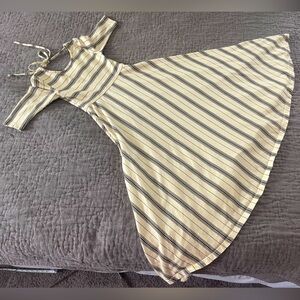 Omi Jo Well Dressed Wolf Striped Luck Charm Maxi Dress cream black cotton size 4